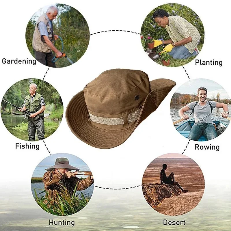 Sun Hats for Men Outdoor Fishing Cap Wide Brim Anti-UV Protection Women Bucket Hat Summer Hiking Fisherman Caps