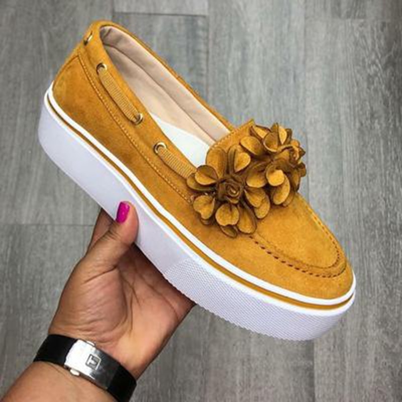 HEFLASHOR primavera mujer pisos plataforma zapatillas deslizantes en pisos cuero gamuza señoras mocasines Casual Floral zapatos
