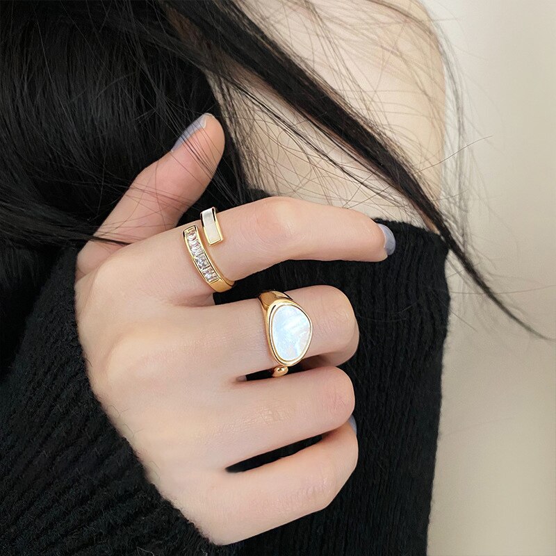 Anillos esmaltados de colores para mujer, anillo de ópalo de cristal de circón ajustable, anillo de compromiso de boda, joyería de estilo coreano, Bague