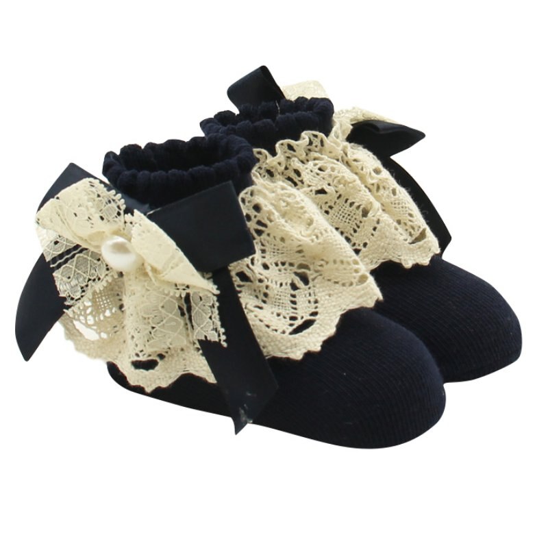 1 coppia di Pizzo Floreale Calzini E Calzettoni per il bambino 0-12 Mesi Carino Neonati Bambini Del Cotone Della Caviglia scarpe Arco Principessa Delle Ragazze Bowknots calzini E Calzettoni w: DL