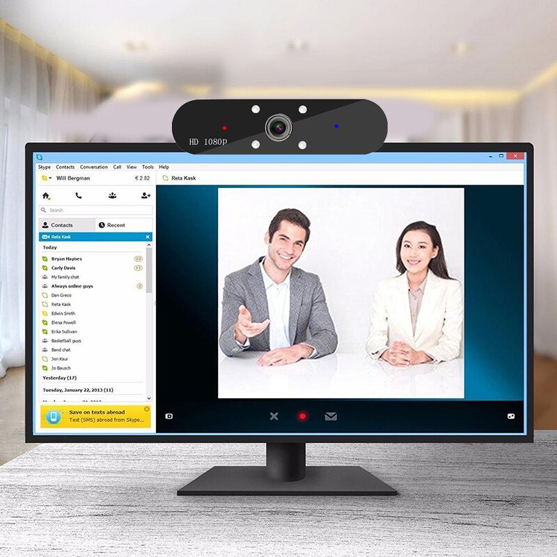 Webcam Full HD 1080P con microfono incorporato interfaccia USB per PC Desktop laptop per riprese Video e trasmissione in diretta