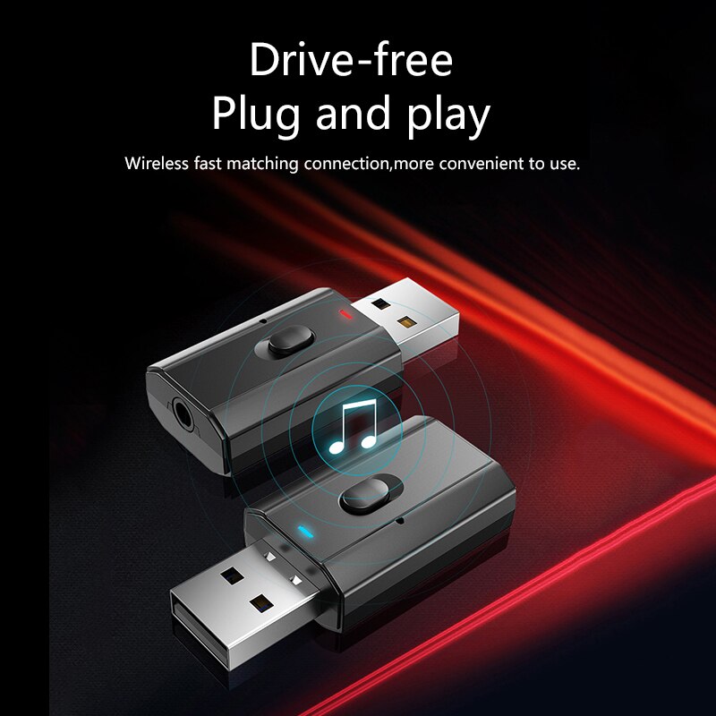 Bluetooth 5.0 Adapter USB Wireless Bluetooth Transmitter Receiver Music Audio For PC TV Car Hands-free 3.5mm AUX Adapter For TV