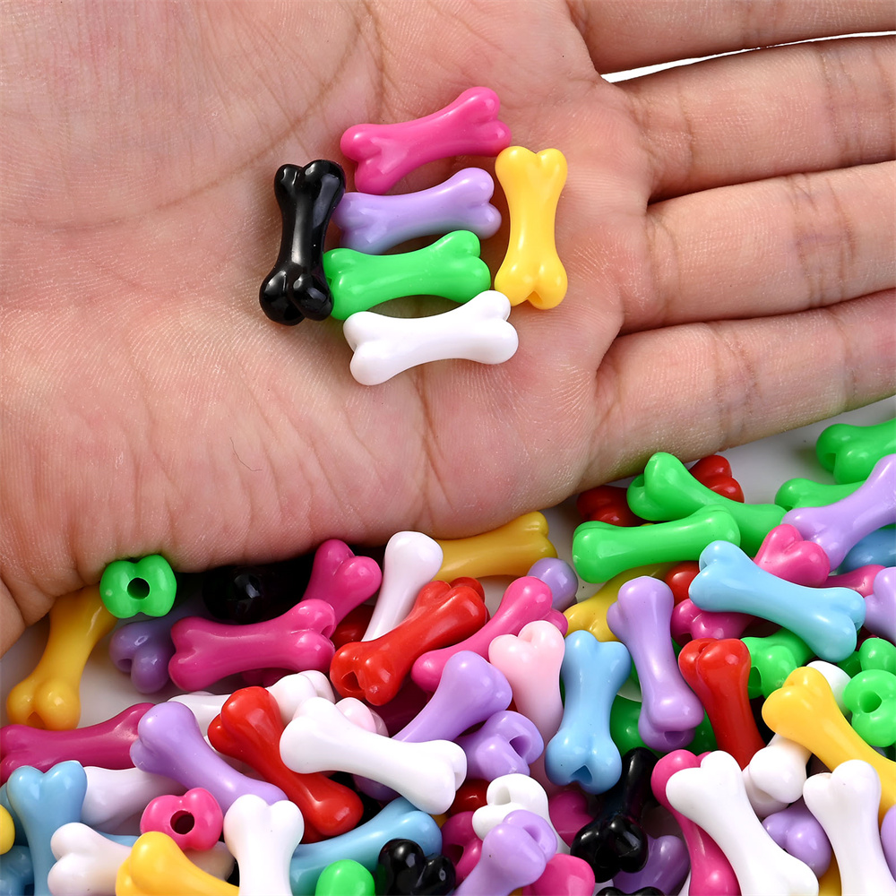 50 Uds. Cuentas acrílicas coloridas con forma de hueso, cuentas de hueso de cintura pequeña, pulsera DIY, collar, suministros para fabricación de joyas
