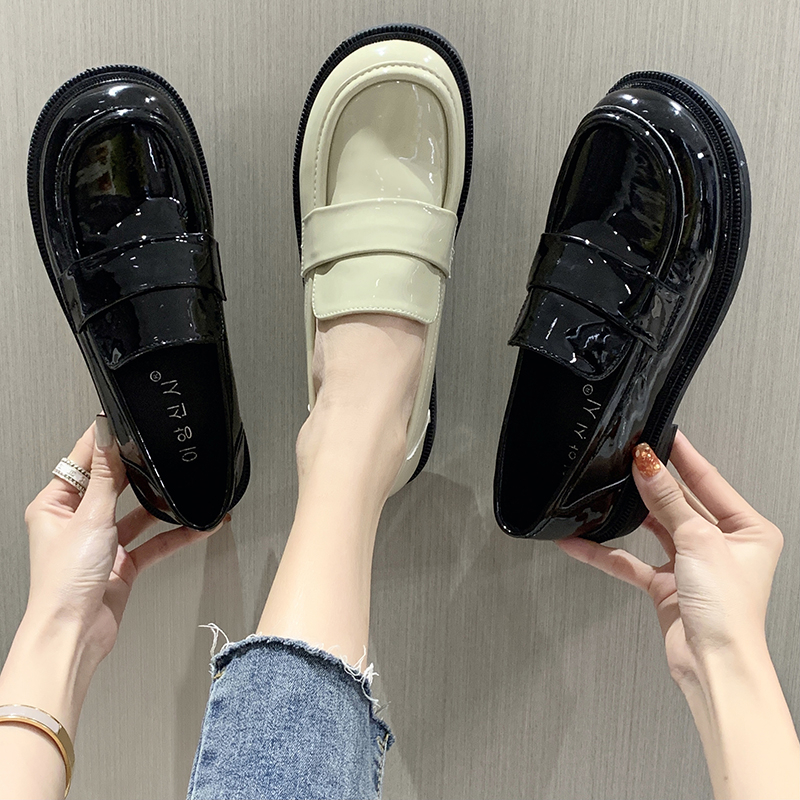 Chaussures Derby pour femmes, baskets noires plates, décontractées, Style britannique, mocassins avec fourrure à enfiler, peu profondes, automne