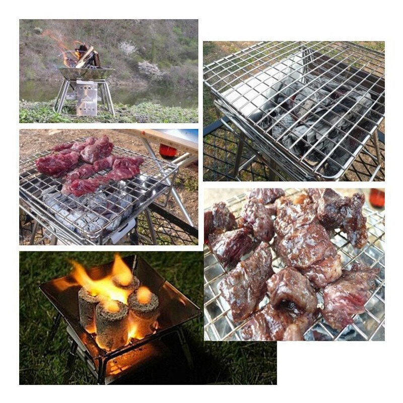 Mini Portable Stainless Steel BBQ Grill Non-stick Surface Folding Barbecue Grill Outdoor Camping Picnic Tool for Couples