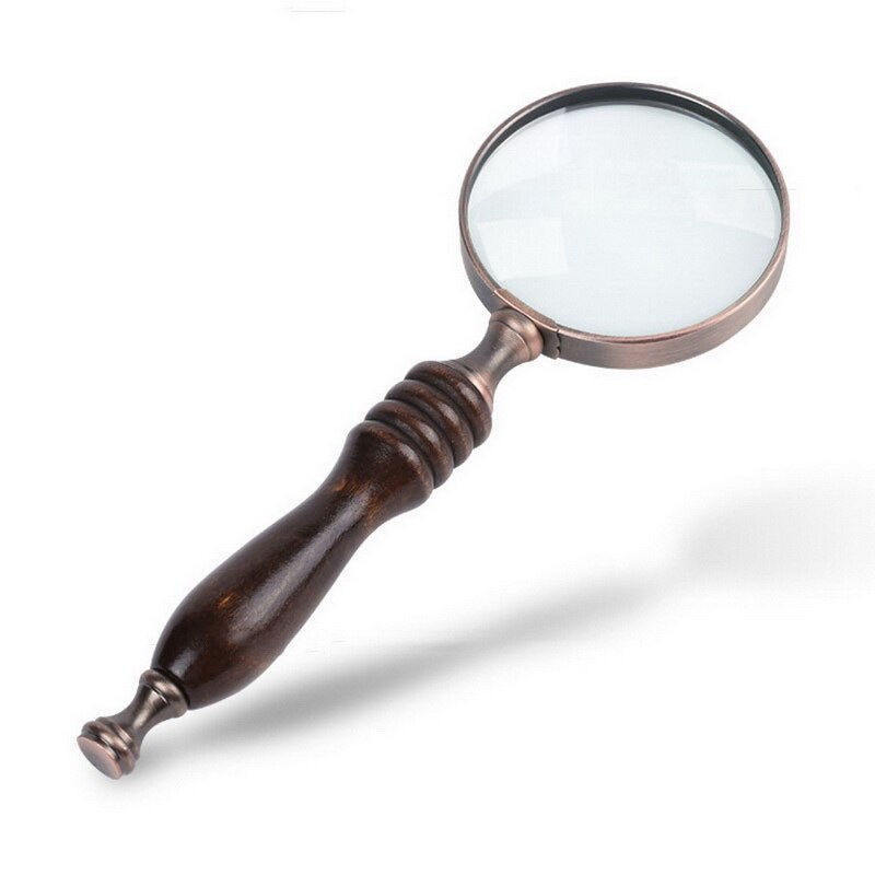 70mm 10X Map Inspection Wood Handle Handheld Magnifying Glass For Reading Antique Portable Books Elder Magnifier