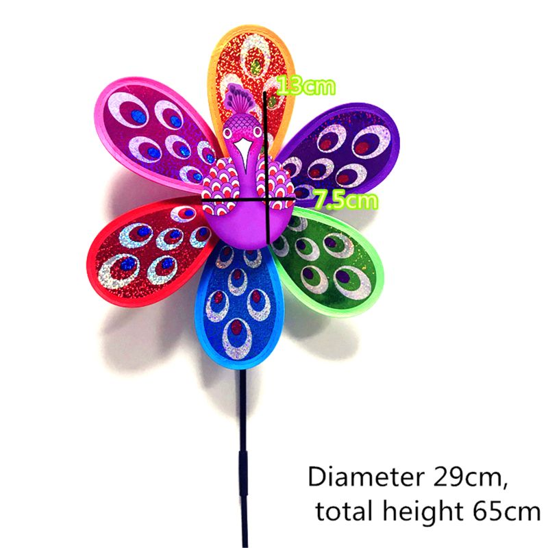 Pauw Kleurrijke 3D Mooie Kinderen Speelgoed Wind Spinner Windmolen Speelgoed Voor Yard Outdoor 203E