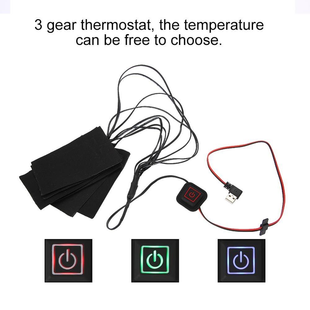 1 Set USB Electric Heated Jacket Heating Pad Outdoor Themal Warm Winter Heating Vest Pads For DIY Heated Clothing 6 sheet ED