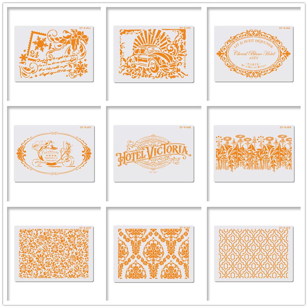 French Words Teapot Car Cake Stencil Layering Plastic Stencils Painting Drawing Stencils Template Cake Decorating Tool