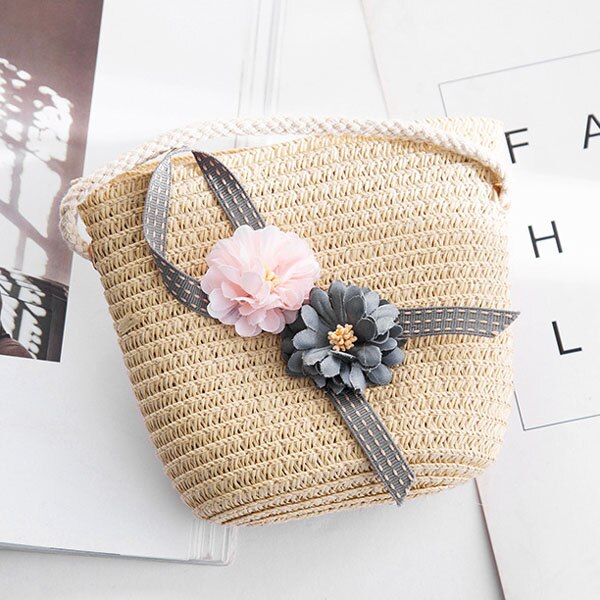 Zomer Rits Portemonnee Handgemaakte Stro Tassen Kinderen Mini Schoudertas Meisjes Handtassen Kinderen Leuke Strand Cross Body tas: B-2