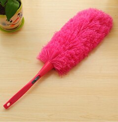 Zachte Microfiber Cleaning Duster Dust Cleaner Handvat Veer Statische Anti Magic Household Cleaning Tools: rose red
