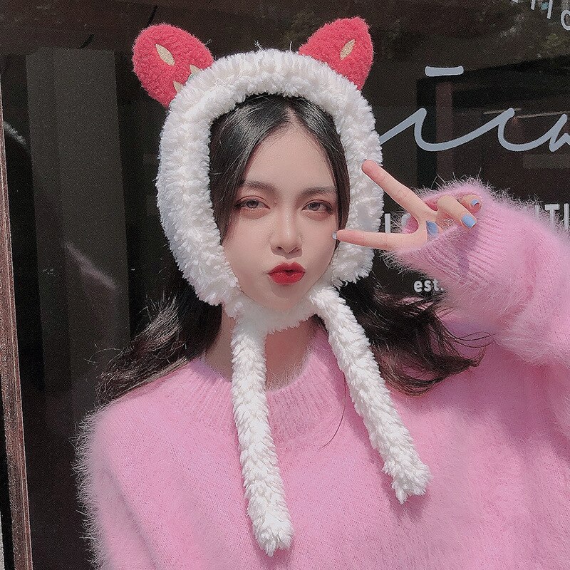 Strawberry Ear Earmuffs Warm Female Autumn Winter Warm Plush Sweet Lovely Head Wear Headwear Protection Ear Hair Belt Earmuffs