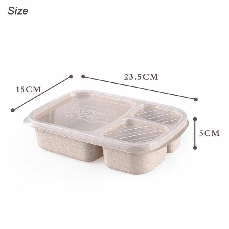 Boîte à Bento 3 compartiments, stockage des repas, préparation des aliments, conteneurs réutilisables, micro-ondable, maison paille de blé, boîte à déjeuner 1 pièce