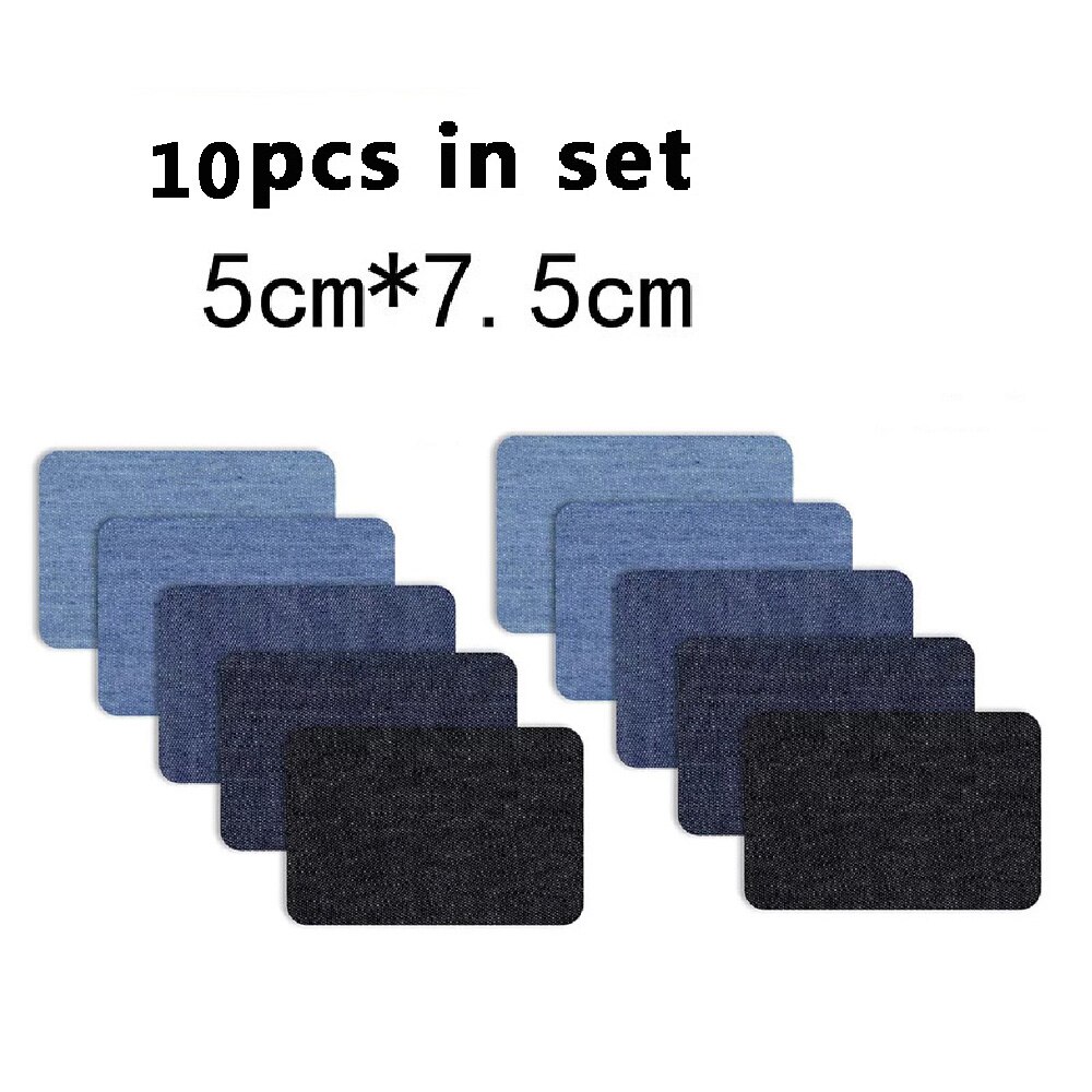 Parches de mezclilla para planchar, parches de coderas para pantalones vaqueros, ropa y pantalones vaqueros, tela de costura, DIY, 10 o 5 uds.: 10pcs 7.5 x 5cm