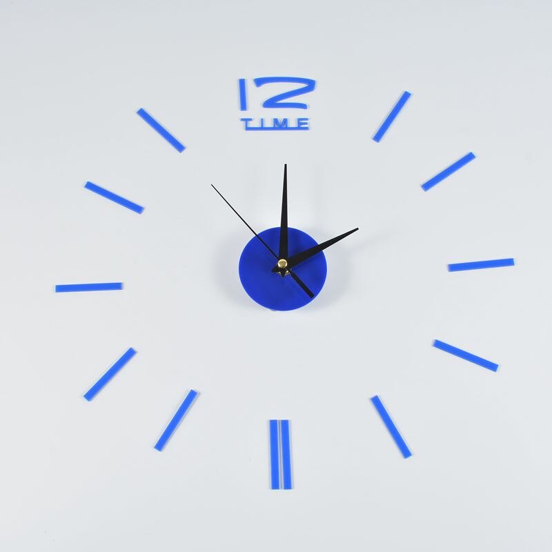 Wall Clock Watch Clocks 3D DIY Acrylic Mirror Stickers Living Room Quartz Needles Europe horloge Modern Indoor Decor: BLUE