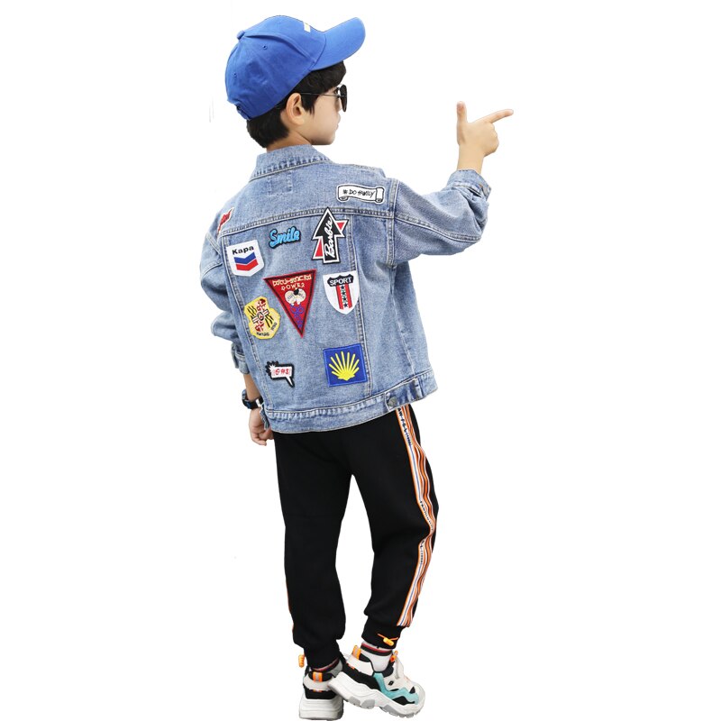 Jungen denim jacken neue frühling gewaschen mantel baby kinder herbst lange ärmeln casual kleidung kinder tops 4 zu 14 jahre