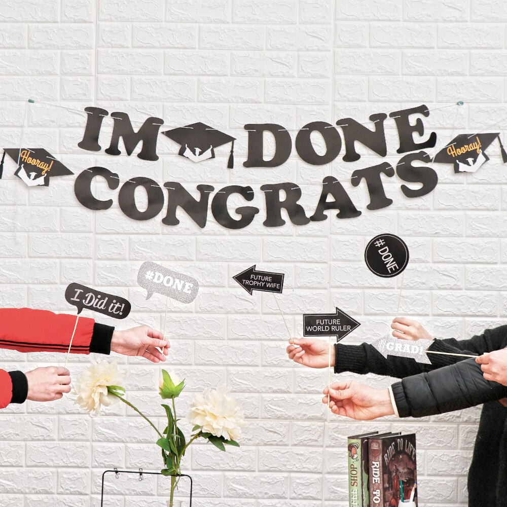 PhotoBooth DIY Crafts Romantic Photo Booth Props Graduation Party Decoration Cap Grad Congrats Graduated Supplies
