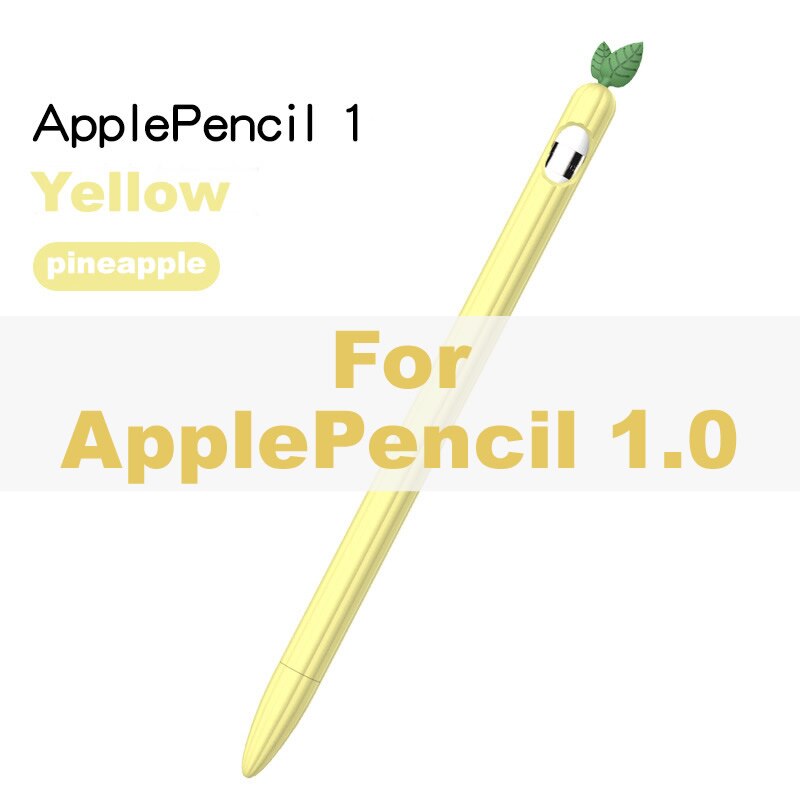 Anti-Scratch Case for Apple Pencil 1/2 Cartoon Fruit Silicone Protective Cover Pouch Cap Holder Stylus for iPad Pen Pencil: Yellow Pencil 1