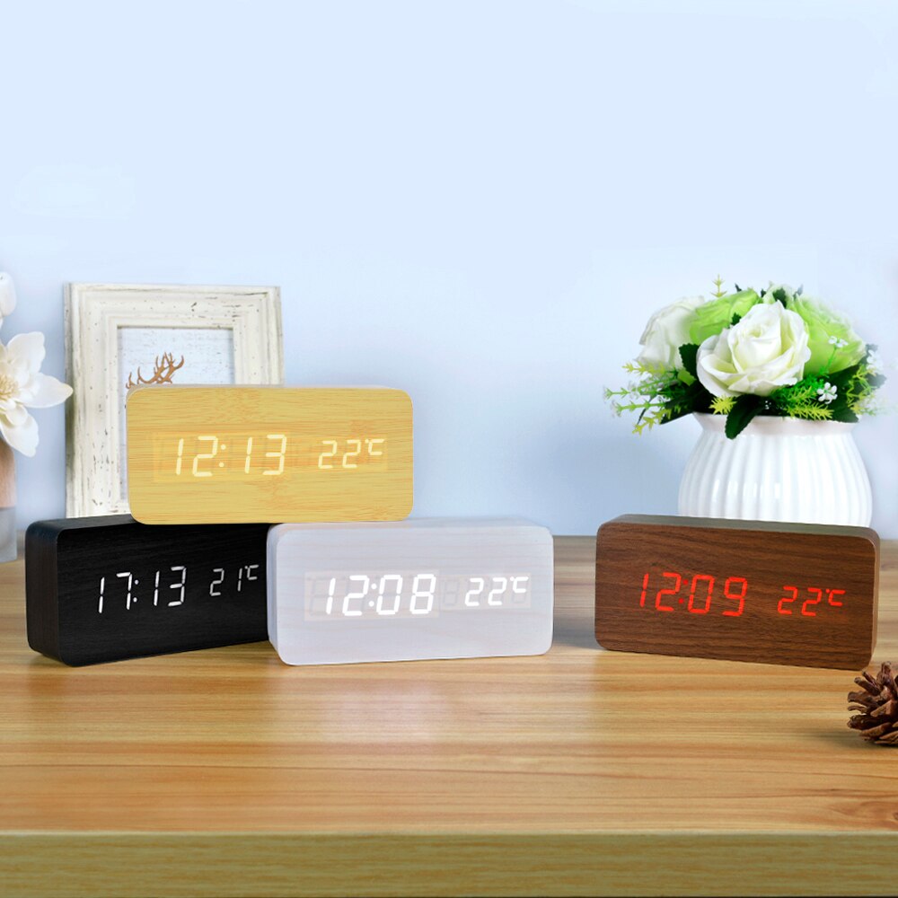 Suncree Modern Home LED digital Alarm Clock, Despertador Temp+date+time Electronic Digital Table Desktop Clocks