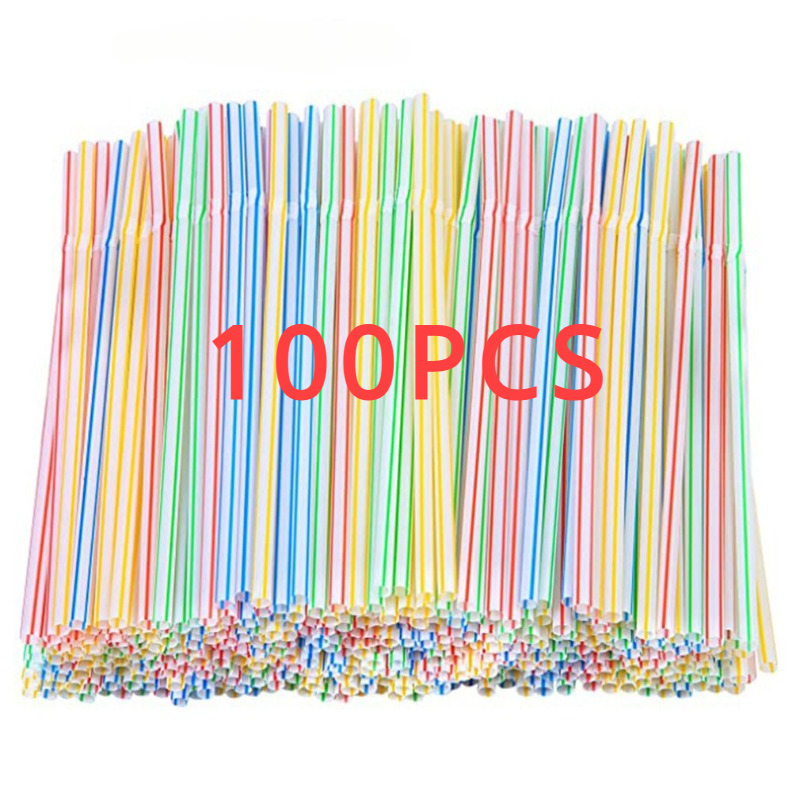 100Pcs Bendable Straws Disposable Colourful Black Straw Rietjes Milk Tea Bar Party Wedding Kitchen Accessories Drinkware 빨대