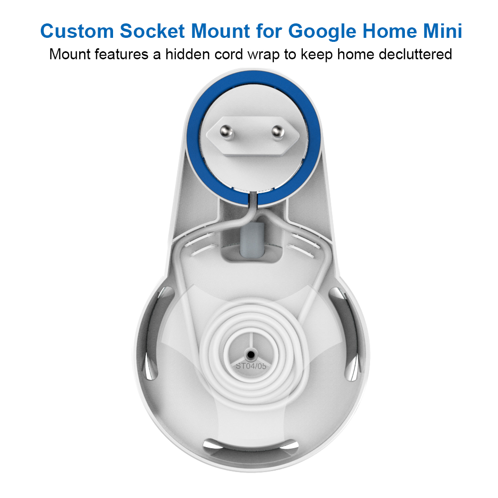 For Google Home Mini Wall Mount with Cable Management Outlet Hanging Stand Holder Voice Assistant Bracket Accessories