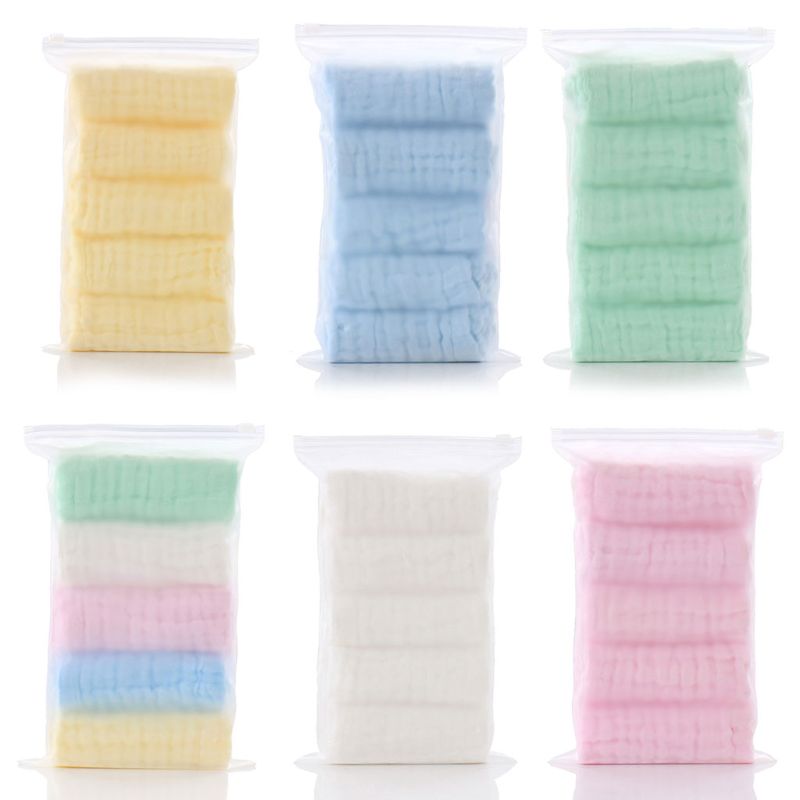 5 unids/lote de pañuelo para bebé, toalla cuadrada para la cara, muselina, toalla para cara infantil, paño de limpieza 24BE