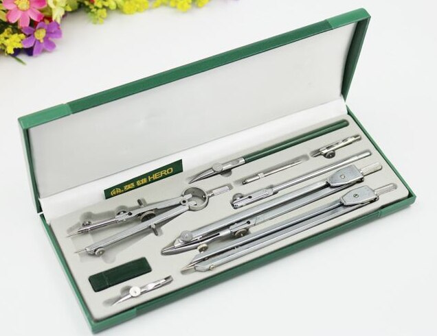 9 parts set compasses piece set compasses set mechanical drawing tool H4009: with box