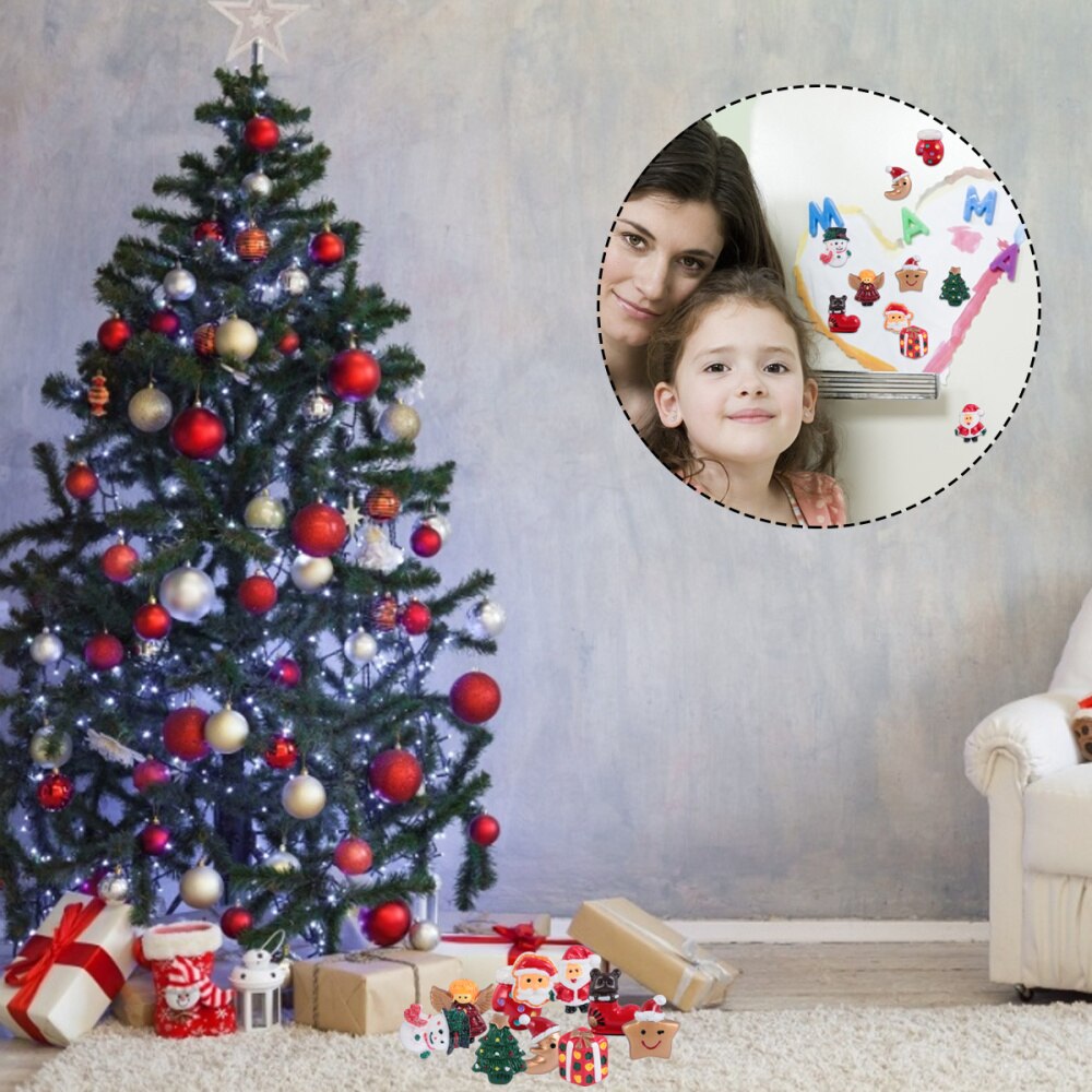 24 stuks stijlvolle, kleurrijke decoratieve kerstversieringen van hars, kerstbedels, kerstaccessoires, doe-het-zelf-versiering voor huisdecoratie