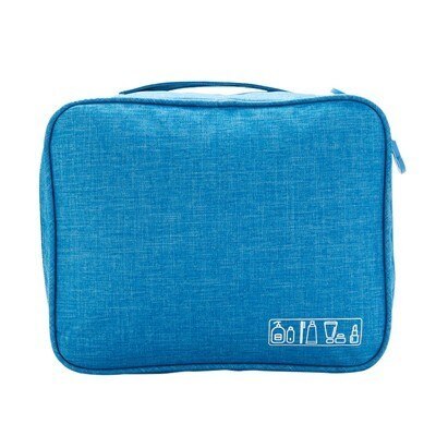 Bolsas de viaje para cosméticos Oxford, a prueba de agua, para hombre y mujer, bolsa de aseo de maquillaje portátil, doble capa, organizador, bolsa de belleza, funda: C-sky blue