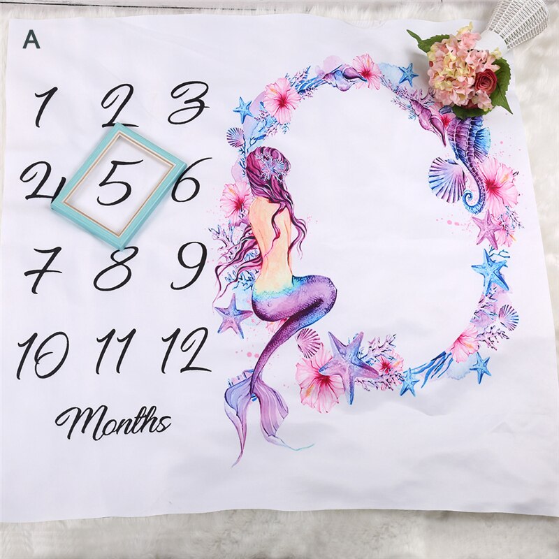 Calendar Infant Baby Milestone Blanket Photography Props Months Weeks Backdrop Colorful Printed Pictures Cloth 100x100cm: A