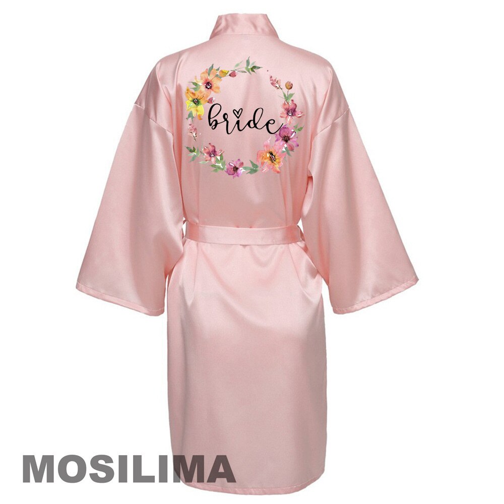 Bruiloft Team Bruid Gewaad Kimono Satijnen Pyjama Bruidsmeisje Badjas SP073