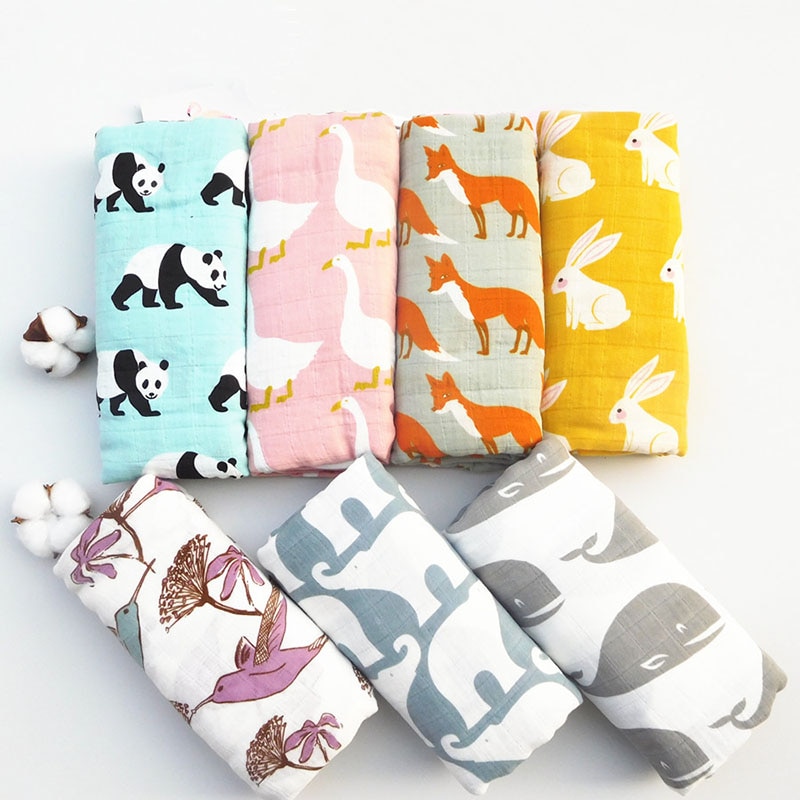Baby wrap bomull filt 120*120 ,  muslin baby nyfödda filt, baby swaddle filt