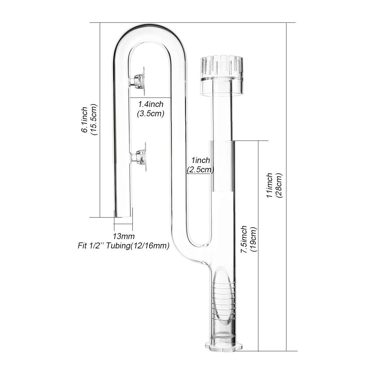 Aquarium Filterpijp - 13mm/17mm - Glazen Lily Pipe Oppervlakteskimmer Inlaat - voor Aquatisch Filtersysteem: 13 Skimmer