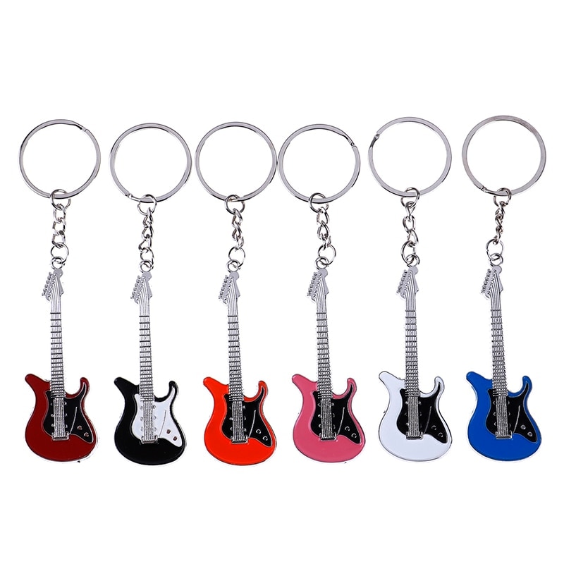 Metal elektrisk guitar mini nøglering nøglering nøglering guitar tilbehør