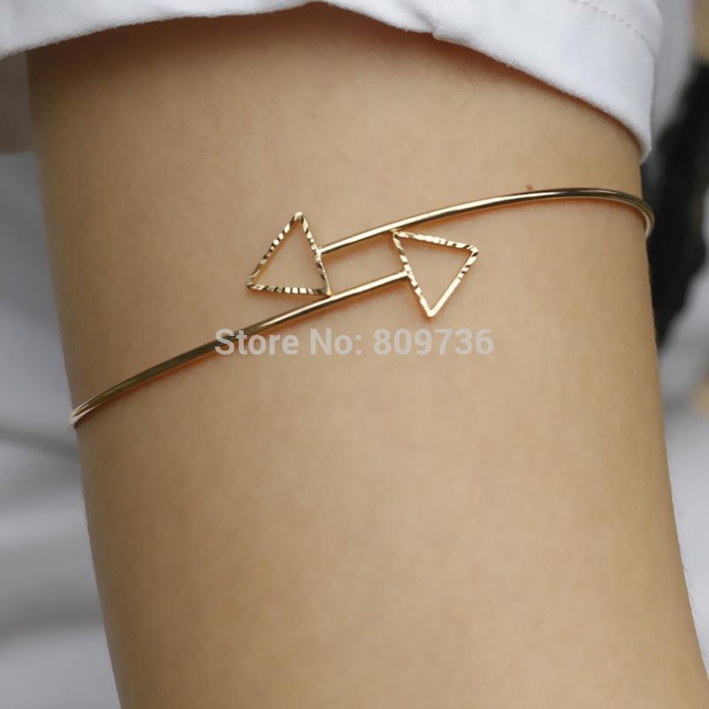 Nouvelle creux Triangle brassards bras supérieur brassard chaîne manchette Bracelet pour femmes filles or argent couleur Chic bijoux