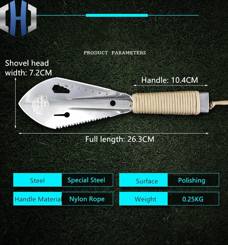 Pala para usar al aire libre multifuncional, pala de mano pequeña portátil, ingeniería, excavación de vegetales silvestres, jardinería, herramientas de flores, pala