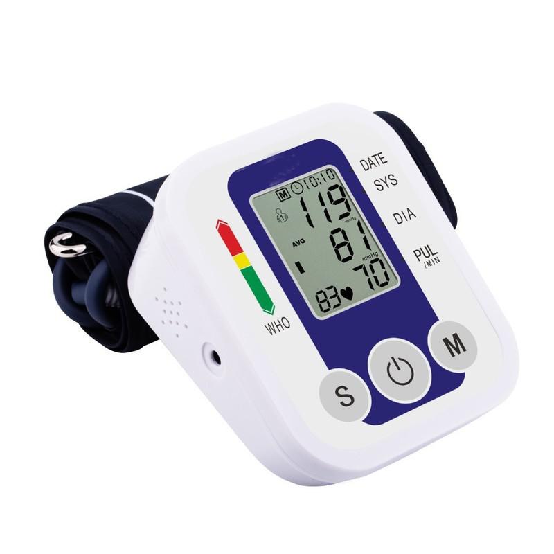Blood Pressure Monitor Electronic Blood Pressure Meter Electronic Sphygmomanometer Arm Style Home Tonometer without Battery: blue