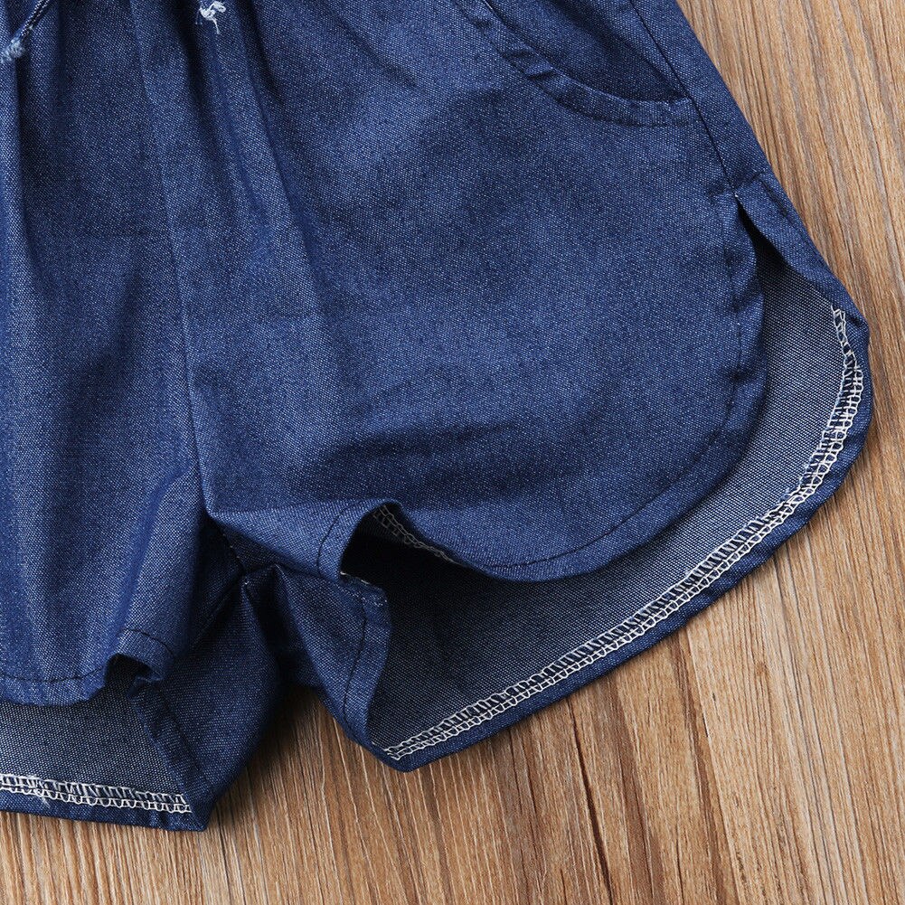 Zomer Peuter Kids Meisjes Denim Blue Strap Romper Overalls Jumpsuit Playsuit Kleding 1-6 T