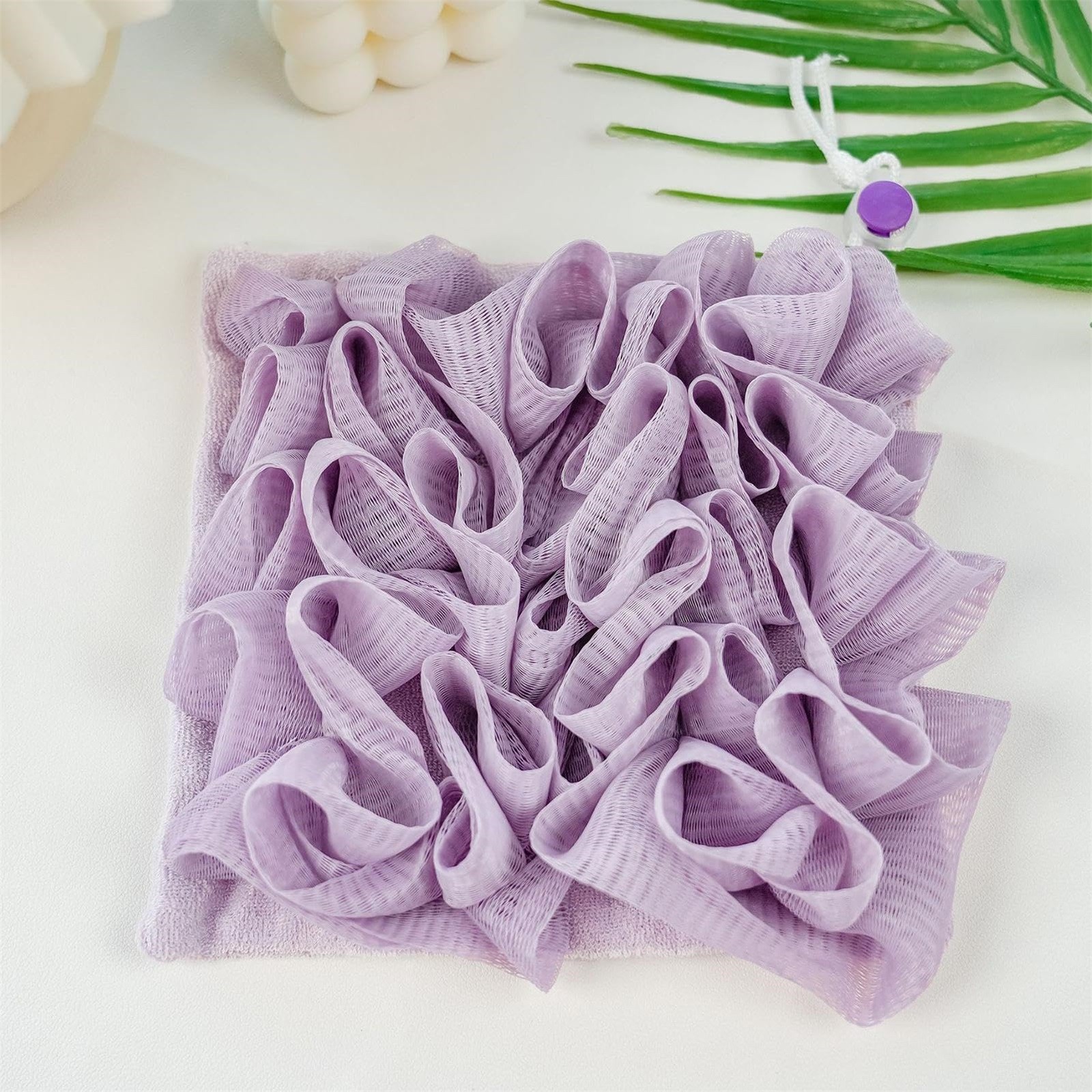 2 in 1 Bath Loofah Sponge with Drawstring Ball Bath Long Lasting Use Deep Cleansing Mesh Shower Sponge Mesh Shower Sponge