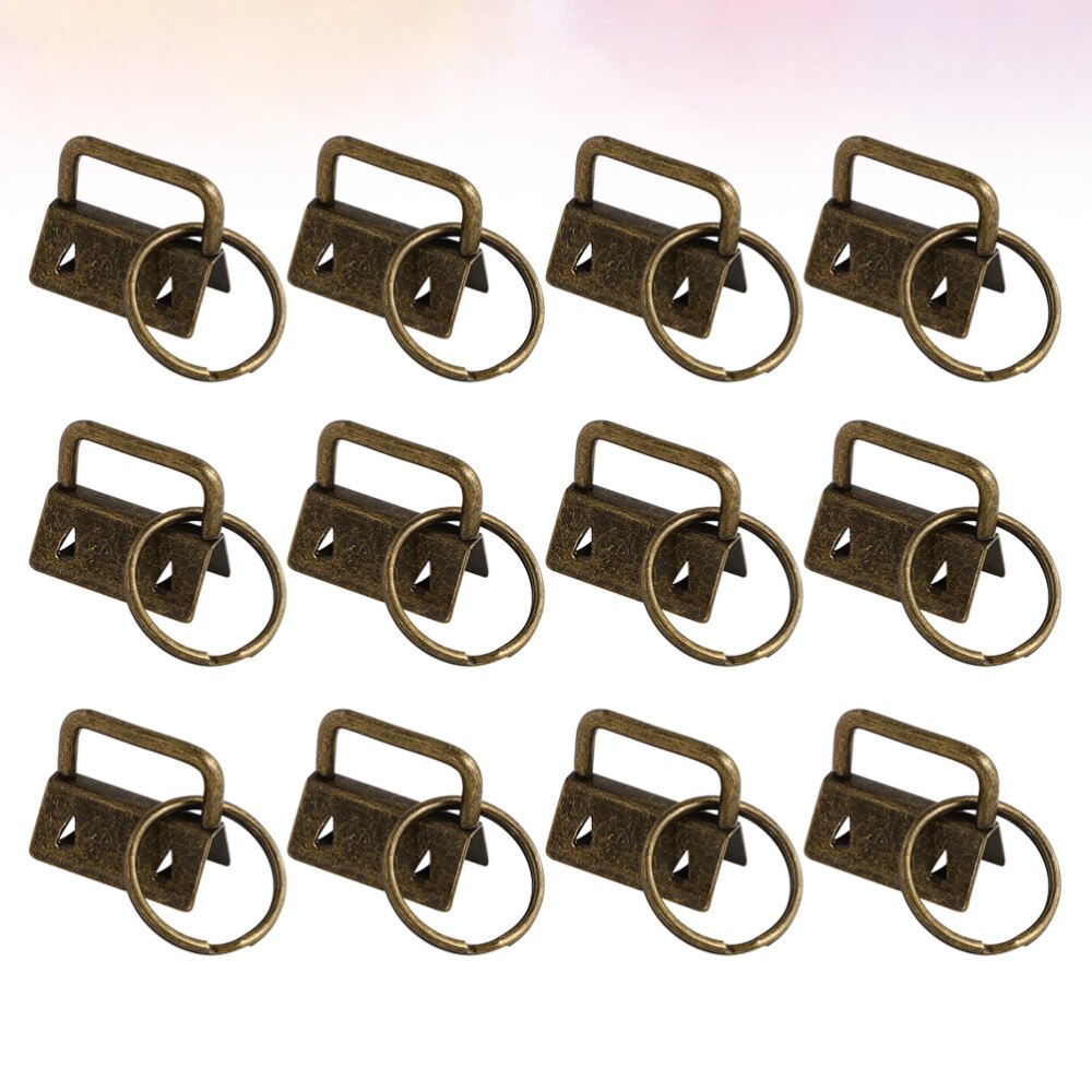 50Pcs DIY Fabric Hardware Key Chain Fob Wristlet Hardware with Key Ring for Lanyard Luggage Strap Accessories（25mm, Silver)