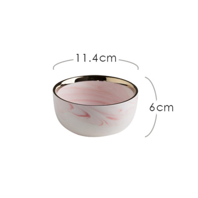 Pink Gray Marble Ceramic Dinner Dish Plate Rice Salad Noodles Bowl Soup Plates Dinnerware Home Tableware Kitchen Cooking Tools: Rice bowl Pink