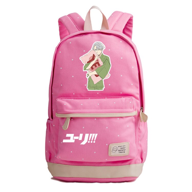 Mochila escolar de lona de verano YURI ON ICE para chicas adolescentes mochila con estampado de Anime Victor Nikiforov mochila Kawaii para mujer