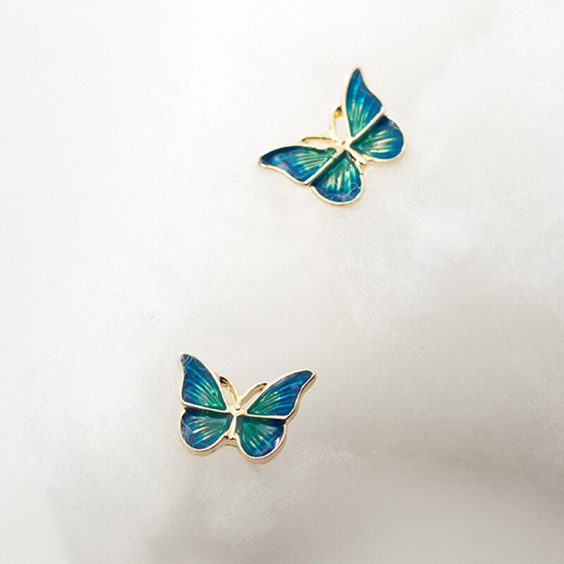 INZATT, Plata de Ley 925 auténtica, pendientes de mariposa esmaltados en azul para mujer a la , joyería fina para , accesorios bonitos para