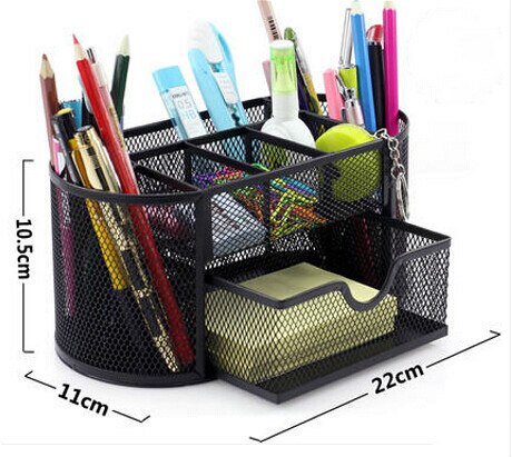 Deli Multifunction Pen Holders Pen Rest Desk Organizer Pencil Case Storage Box Metal Desktop Office Supplies: B