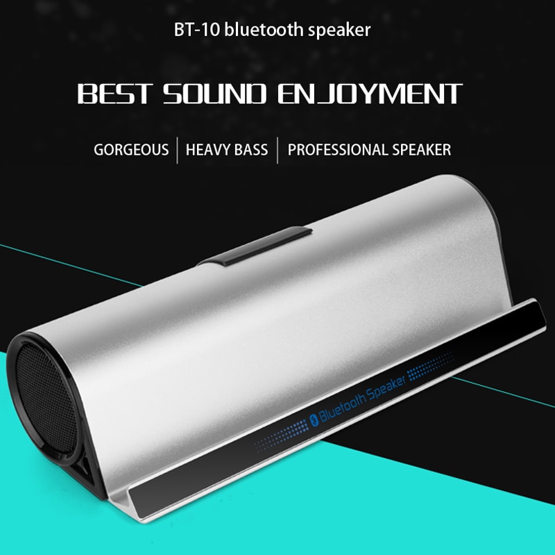 BT10-Altavoz Bluetooth con soporte para teléfono móvil, tableta, ordenador, portátil, Subwoofer de columna inalámbrico, reproductor de música, barra de sonido central