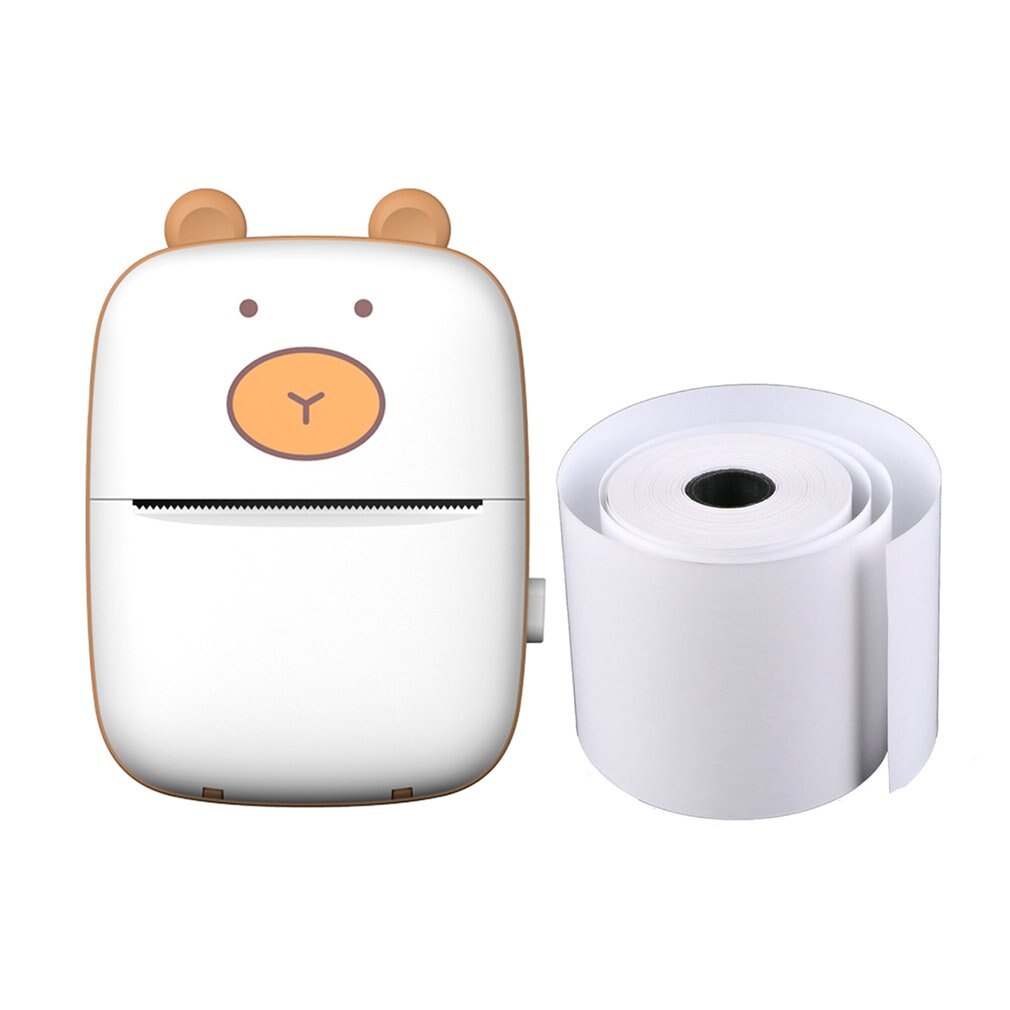 Smart lomme mini printer hd bærbar bt forbindelse trådløs printerlomme sødt udseende fotoudskrivning etiket noter: Med termopapir