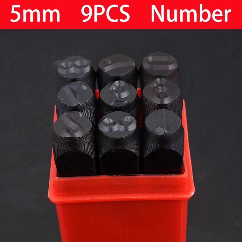 LOGO Stamp Steel Die Metal Stamping kit Punch Tool Number Letter Alphabet Stamps Tools DIY Jewelry Gold Silver Metal leather: 5mm Number 9pcs