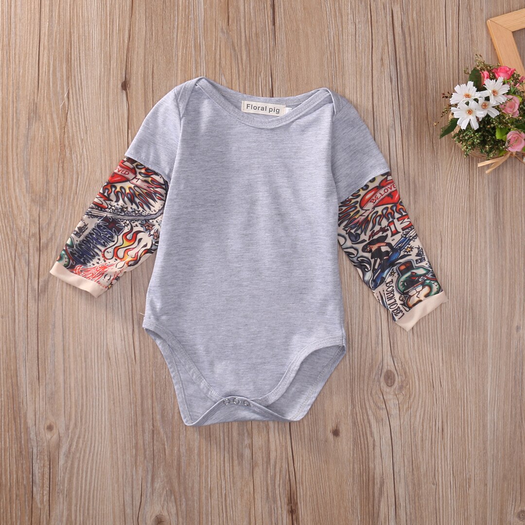 Citgeett Newborn Baby Infant Boys Long Sleeve Bodysuit Patchwork Clothes Cotton Novelty Jumpsuit SS