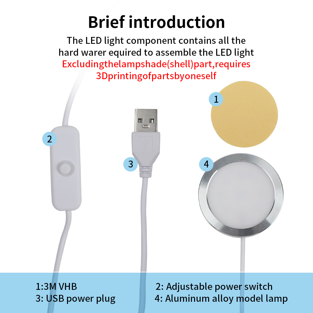 For Bambu Lab Led Lamp Kit 001 Hardware Bambulab Light Kit 001 Led Light Parts Diy Model Without 3d Printing Parts