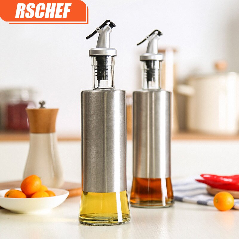 1 stk 300ml rustfrit stål lækagesikker oliedispenser flaske oliekande olivenolie eddike sauce køkkenværktøj-i farve tilfældig